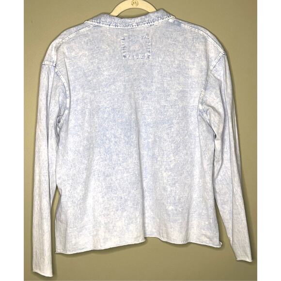 Frank & Eileen Popver Henley Mineral Blue V-Neck Collar Long Sleeve Cotton Large - Picture 7 of 12